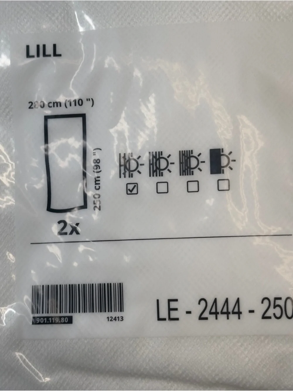 Two Packages IKEA LILL White Sheer Curtain Panels 98